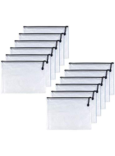 Oaimyy Dokumententasche A6,12 Stück Dokumententaschen mit Reißverschluss, Mesh-Kunststoff-Reißverschlusstaschen für Dokument, Büro, Schule, Papier, Dokumente, Hausaufgaben, Kosmetik(Schwarz) Oaimyy Dokumententasche A6,12 Stück Dokumententaschen mit Reißverschluss, Mesh-Kunststoff-Reißverschlusstaschen für Dokument, Büro, Schule, Papier, Dokumente, Hausaufgaben, Kosmetik(Schwarz) von Oaimyy