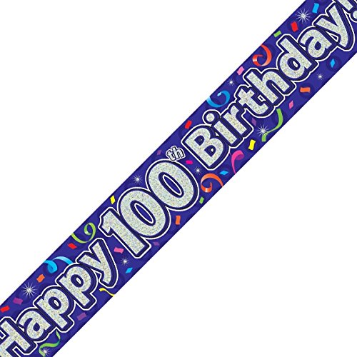 Oaktree LTD Happy 100. Geburtstag Banner, Folie, Marineblau, 270 x 12 x 0,1 cm von Oak Tree