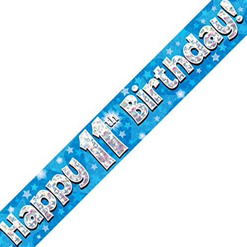 Oaktree Ltd Banner Happy 11th Birthday, Folie, blau, 270 x 12 x 0.1 cm von OakTree