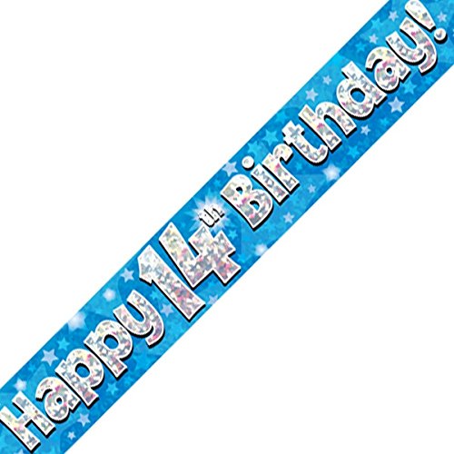 Oaktree Ltd Banner Happy 14th Birthday, Folie, blau, 270 x 12 x 0.1 cm von OakTree