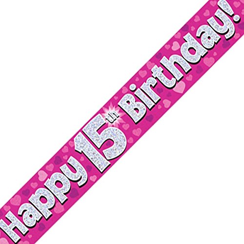 Oaktree LTD Happy 15. Geburtstag Banner, Folie, pink, 270 x 12 x 0,1 cm von OakTree