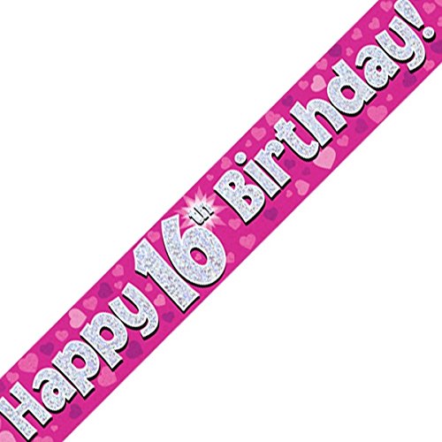 Oaktree LTD Happy 16th Birthday Banner, Folie, pink, 270 x 12 x 0,1 cm von Oak Tree