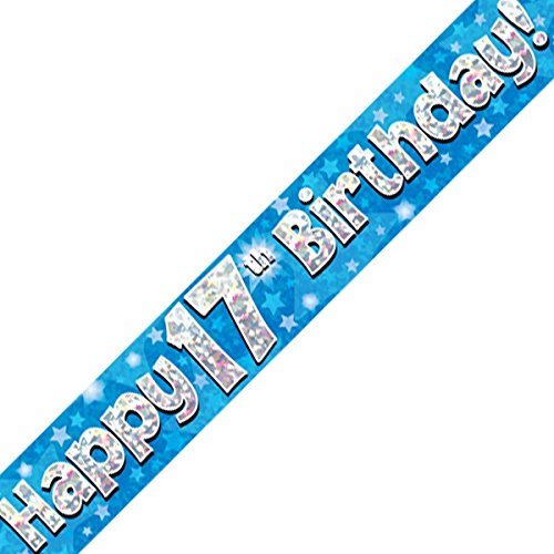 Oaktree LTD Happy 17. Geburtstag Banner, Folie, blau, 270 x 12 x 0,1 cm von Oak Tree