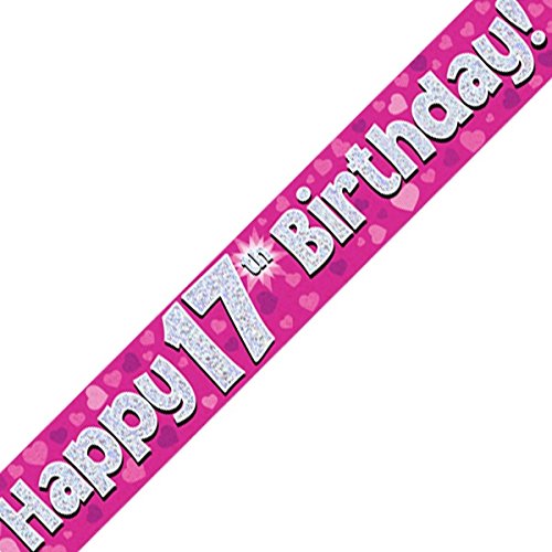 Oaktree Ltd Banner Happy 17th Birthday, Folie, Rose, 270 x 12 x 0.1 cm von Oaktree Ltd