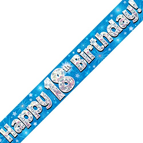 Oaktree Ltd Banner Happy 18th Birthday, Folie, blau, 270 x 12 x 0.1 cm von Oaktree Ltd