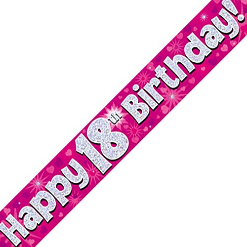 Oaktree LTD Happy 18th Birthday Banner, Folie, pink, 270 x 12 x 0,1 cm von Oak Tree
