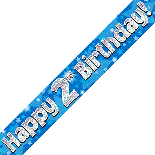 Oaktree Ltd Banner Happy 2nd Birthday, Folie, blau, 270 x 12 x 0.1 cm von OakTree