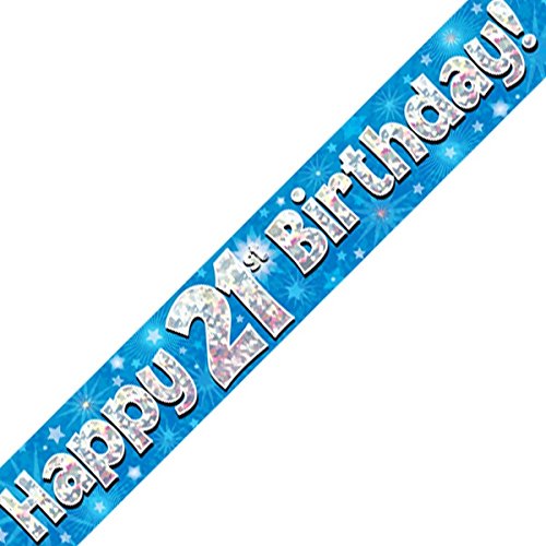 Oaktree Ltd Banner Happy 21st Birthday, Folie, blau, 270 x 12 x 0.1 cm von OakTree