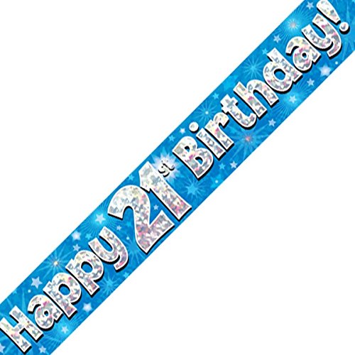 Oaktree Ltd Banner Happy 21st Birthday, Folie, blau, 270 x 12 x 0.1 cm von Oaktree Ltd