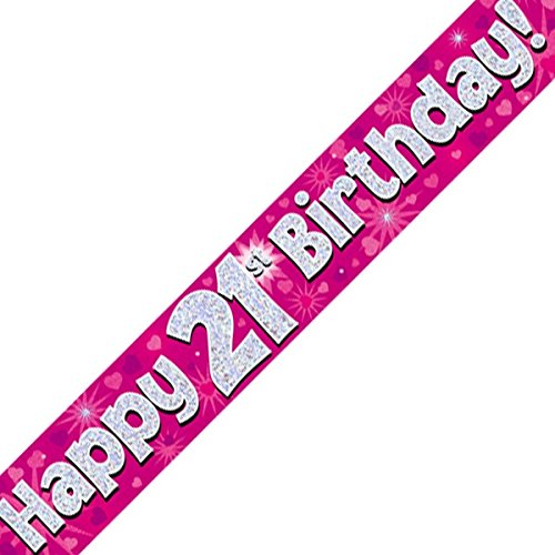 Oaktree Ltd Banner Happy 21st Birthday, Folie, Rose, 270 x 12 x 0.1 cm von Oaktree Ltd