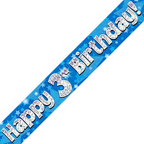 Oaktree Ltd Happy 3rd Birthday-Banner, Folie, blau, 270 x 12 x 0.1 cm von OakTree