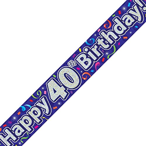 Oaktree LTD Happy 40th Birthday Banner, Folie, Marineblau, 270 x 12 x 0,1 cm von Oak Tree