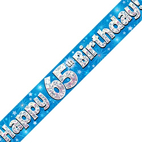 Oaktree LTD Happy 65th Birthday Banner, Folie, blau, 270 x 12 x 0,1 cm von Oak Tree