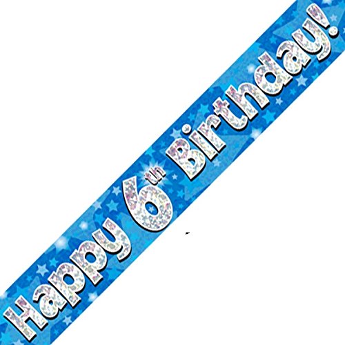 Oaktree LTD Happy 6th Birthday Banner, Folie, blau, 270 x 12 x 0,1 cm von Oak Tree