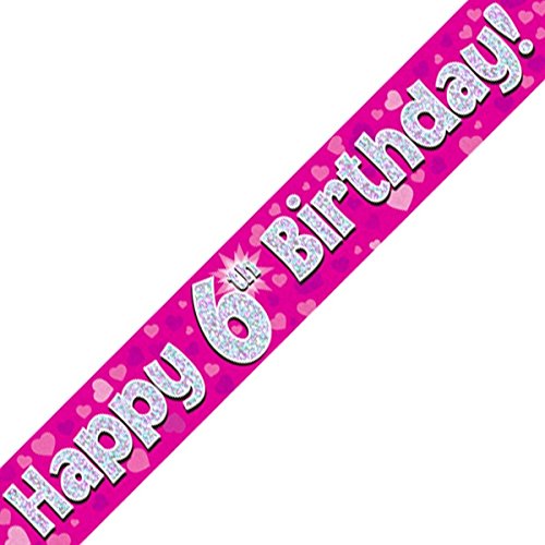 Oaktree LTD Happy 6th Birthday Banner, Folie, pink, 270 x 12 x 0,1 cm von OakTree