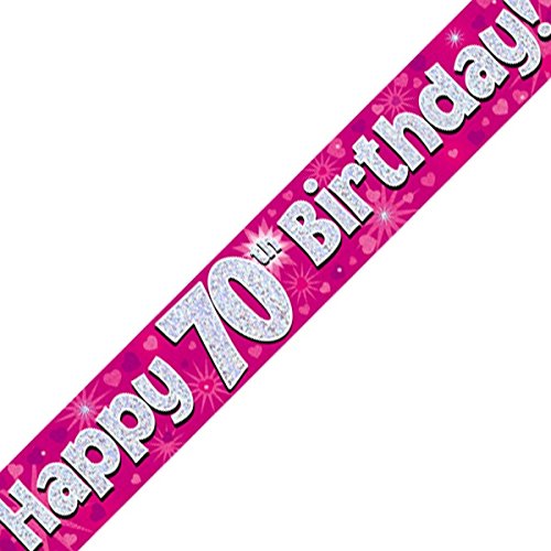 Oaktree LTD Happy 70th Birthday Banner, Folie, pink, 270 x 12 x 0,1 cm von Oak Tree