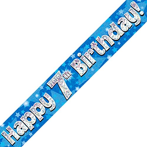 Oaktree LTD Happy 7th Birthday Banner, Folie, blau, 270 x 12 x 0,1 cm von Oak Tree