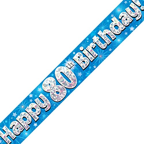 Oaktree LTD Happy 80. Geburtstag Banner, Folie, blau, 270 x 12 x 0,1 cm von Oak Tree