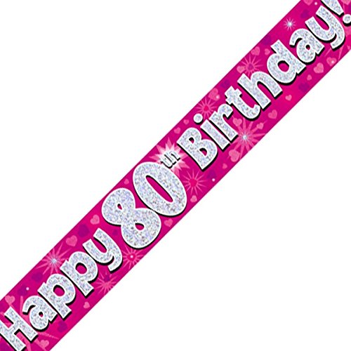 Oaktree LTD Happy 80. Geburtstag Banner, Folie, pink, 270 x 12 x 0,1 cm von Oak Tree