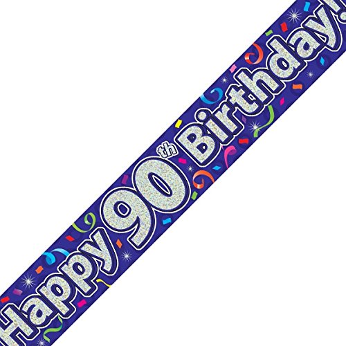 Oaktree LTD Happy 90th Birthday Banner, Folie, Marineblau, 270 x 12 x 0,1 cm von Oak Tree