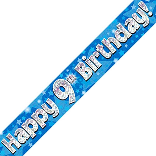 Oaktree Ltd Happy 9th Birthday-Banner, Folie, blau, 270 x 12 x 0.1 cm von Oaktree Ltd