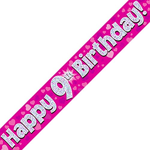 Oaktree LTD Happy 9th Birthday Banner, Folie, pink, 270 x 12 x 0,1 cm von OakTree