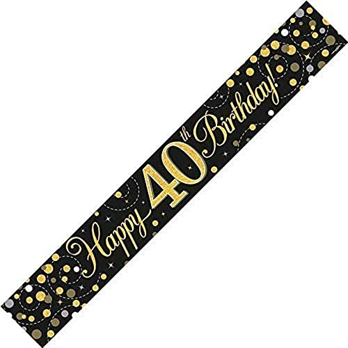 Banner zum 40. Geburtstag, 2,7 m, Schwarz/Gold, holografisch von OakTree