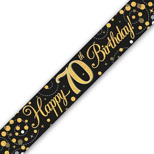 Fizz Banner zum 70. Geburtstag, holografisch, 2,7 m, Schwarz/Gold Fizz Banner zum 70. Geburtstag, holografisch, 2,7 m, Schwarz/Gold von Louise'S Party Deals
