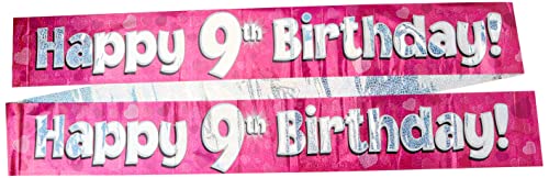 OakTree 2,7 m Banner Happy 9th Birthday, rosa holografisch von OakTree