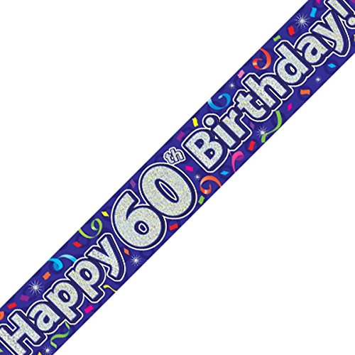 OakTree LTD Happy 60th Birthday Banner, Folie, Marineblau, 270 x 12 x 0,1 cm von OakTree