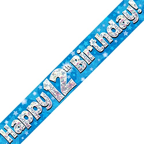 Oaktree Ltd Banner "Happy 12th Birthday", Folie, blau, 270 x 12 x 0,1 cm von Oaktree Ltd