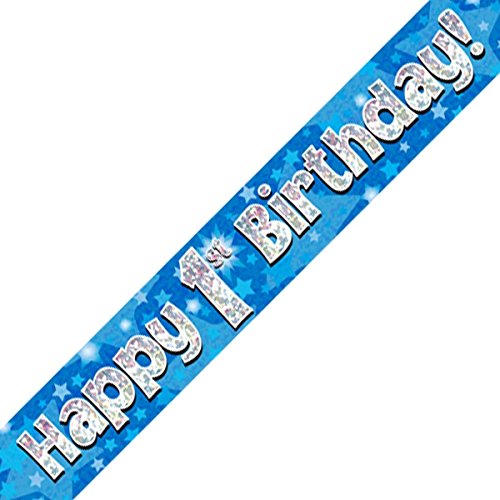 Oaktree Ltd Happy 1st Birthday-Banner, Folie, blau, 270 x 12 x 0.1 cm von Oaktree Ltd