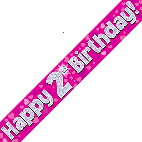 Oaktree Ltd "Happy 2 nd Birthday Banner, Folie, pink, 270 x 12 x 0,1 cm von Oaktree Ltd