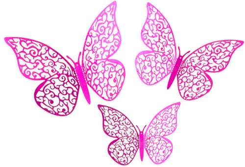 3D-Aufkleber, Schmetterlinge, selbstklebend, Fuchsia, Pink, 12 Stück 3D-Aufkleber, Schmetterlinge, selbstklebend, Fuchsia, Pink, 12 Stück von Oaktree UK