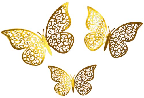 3D-Aufkleber, Schmetterlinge, selbstklebend, goldfarben, 12 Stück 3D-Aufkleber, Schmetterlinge, selbstklebend, goldfarben, 12 Stück von Oaktree UK