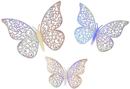 3D-Aufkleber, selbstklebend, Schmetterlinge, silberfarben, schillernd, 12 Stück 3D-Aufkleber, selbstklebend, Schmetterlinge, silberfarben, schillernd, 12 Stück von Oaktree UK