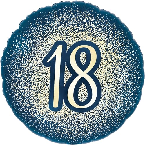 Folienballon "Happy 18th Birthday", 45,7 cm, metallisch, glitzernd, Marineblau von Oaktree UK