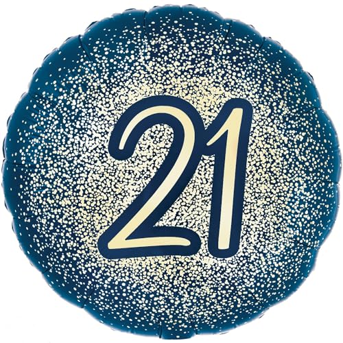 Folienballon "Happy 21st Birthday", 45,7 cm, metallisch, glitzernd, Marineblau von Oaktree UK