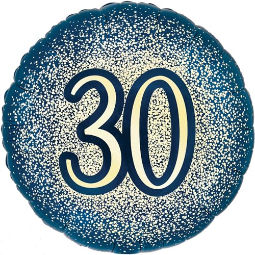 Folienballon "Happy 30th Birthday", 45,7 cm, metallisch, glitzernd, Marineblau von Oaktree UK