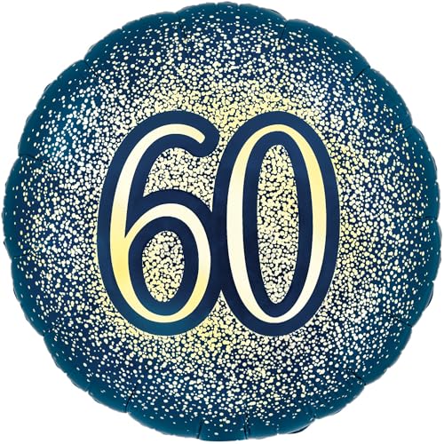 Folienballon "Happy 60th Birthday", 45,7 cm, metallisch, glitzernd, Marineblau von Oaktree UK