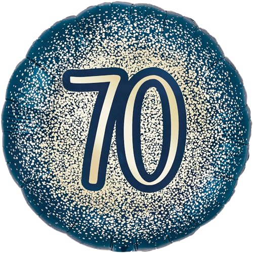 Folienballon "Happy 70th Birthday", 45,7 cm, metallisch, glitzernd, Marineblau von Oaktree UK