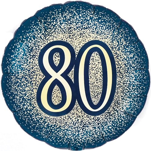 Folienballon "Happy 80th Birthday", 45,7 cm, metallisch, glitzernd, Marineblau von Oaktree UK
