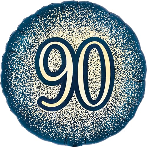 Folienballon "Happy 90th Birthday", 45,7 cm, metallisch, glitzernd, Marineblau von Oaktree UK