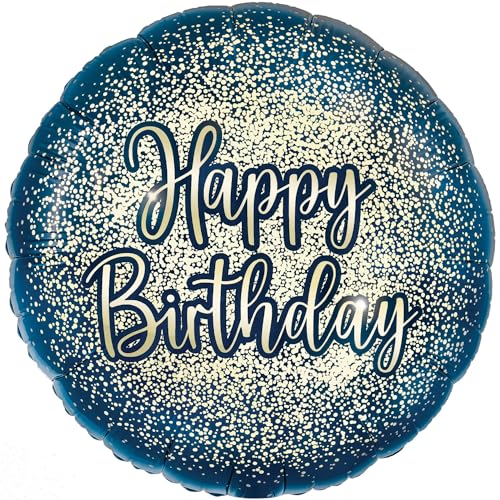 Folienballon "Happy Birthday", metallisch, glitzernd, 45,7 cm, Marineblau von Oaktree UK