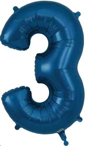 Folienballon Zahl 3, 86,4 cm, Marineblau von Oaktree UK