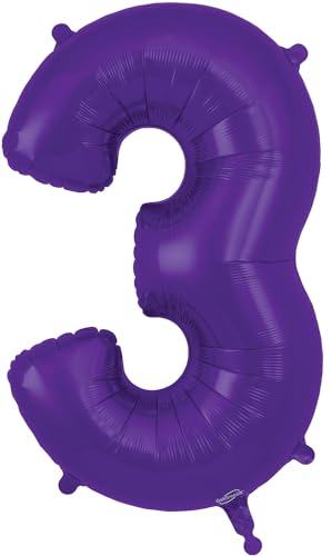 Folienballon Zahl 3, 86,4 cm, Violett von Oaktree UK