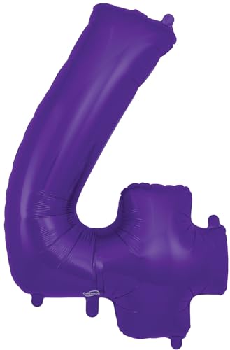 Folienballon Zahl 4, 86,4 cm, Violett von Oaktree UK
