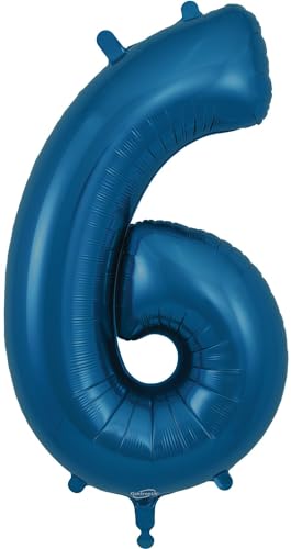 Folienballon Zahl 6, 86,4 cm, Marineblau von Oaktree UK