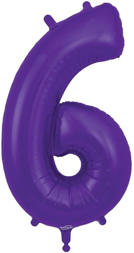 Folienballon Zahl 6, 86,4 cm, Violett von Oaktree UK