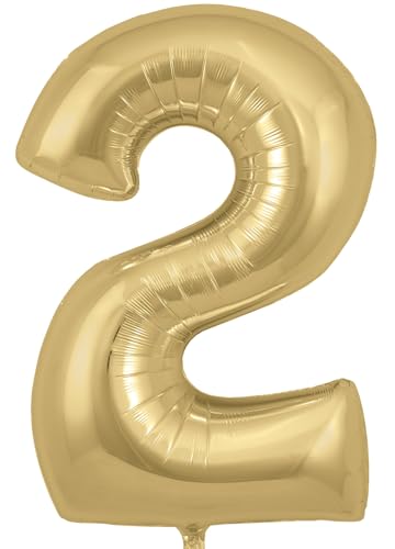 Oaktree Seidenfolienballon, Zahl 2, 86,4 cm, goldfarben von Oaktree UK